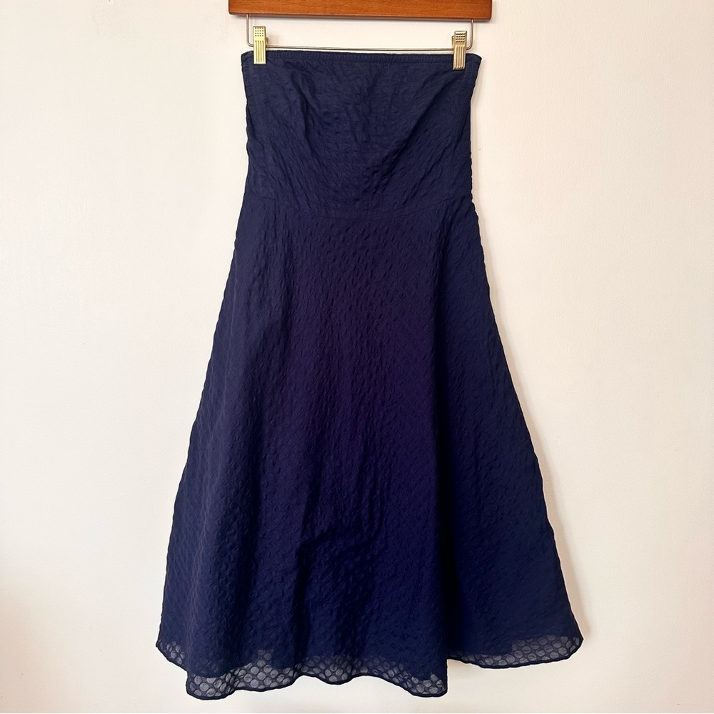 J.Crew Strapless Textured Cotton Dress – Size 2 – Lined & Boned Bodice